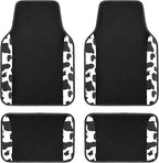 Flying Banner car seat Covers Protects Water Proof Faux Leather Carbon Fiber Fronts Rear Bench Covers (Cow Black, Full Set - 