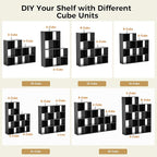 COMHOMA 6 Wood Cube Storage Organizer with Open Back and Removable Back Panels, 11In Black Cube Storage Bookshelf, Cubicle Sh