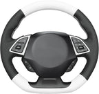 MEWANT Hand Stitched White Leather Steering Wheel Cover Wrap for Chevrolet Camaro 2017-2022 Steering Wheel Accessories for Chevrolet Camaro 2017-2022