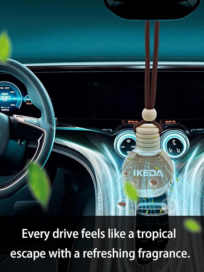 Ikeda Car Air Freshener: Hanging Car Smell Air Freshener | 10ml Hanging Car Perfume | Long Lasting Fragrance | Strong Scents 