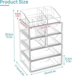 Vtopmart 5 Tier Clear Makeup Organizer with Drawer, Cosmetic Storage for Dresser Countertop and Bathroom Vanity, Beauty Holde