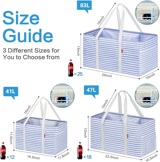 LHZK Standing Utility Tote Bag with Metal Wire Frame and the Sides Rinforced, Large Tote Bag with Handle, Reusable Grocery