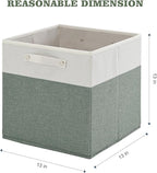 FinishingBo 13 x 13 Inch Fine Linen Storage Bins with Handles，Fabric Cube Boxs，Basket Organizers for Shelves for Home, Closet