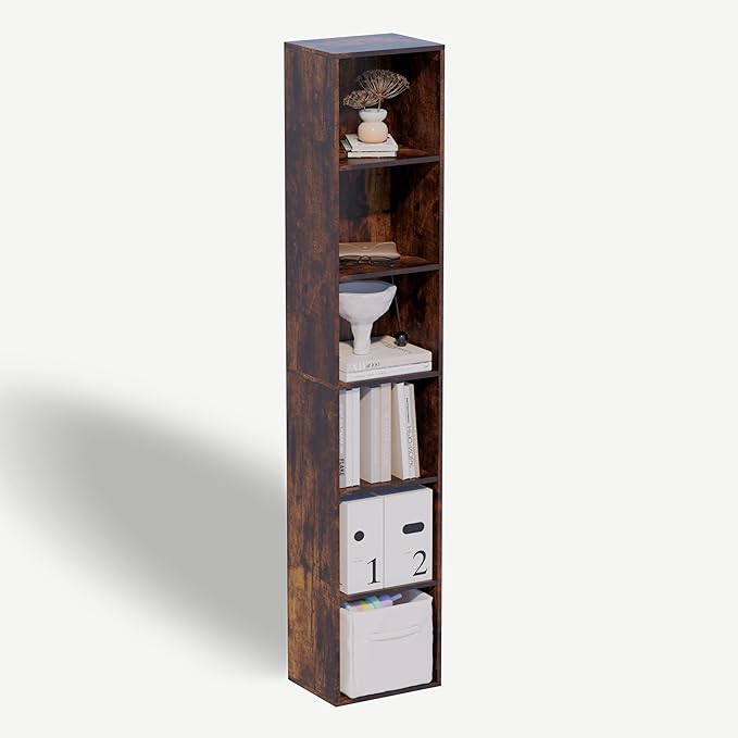 Book Shelf, 6 Cube Storage Organizer, Open Shelves Bookcase 9.3 x 11.8 x 62.4, Bookshelf for Living Room, Bedroom, Home Offic