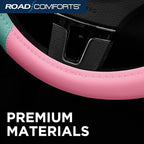 Road Comforts Car Steering Wheel Cover - Microfiber Leather Steering Wheel Wrap Sports 14.5-15 Inch Steering Wheel Cover Non-
