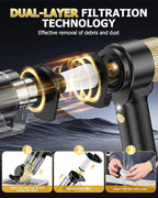 AHNR Handheld Car Vacuum Cleaner Cordless with 16000PA Powerful Suction, 4-in-1 Portable Mini Vacuum Cleaner & Air Duster wit