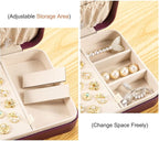 LANDICI Small Jewelry Box for Women Girls, PU Leather Travel Jewelry Case, Portable Jewelry Organizer Storage Holder Display 