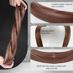 High-Grade Brown Genuine Leather Steering Wheel Cover for Men Women，Real Cowhide Leather Steering Wheel Cover for Cars,Universal 14.5-15 inch Steering Wheels