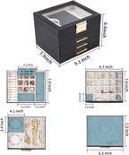 BOOVO Clear Lid Jewelry Box,4 Layers Jewelry Organizer Large Jewelry Storage Box with 3 Drawers,Jewelry Holder Organzier of R