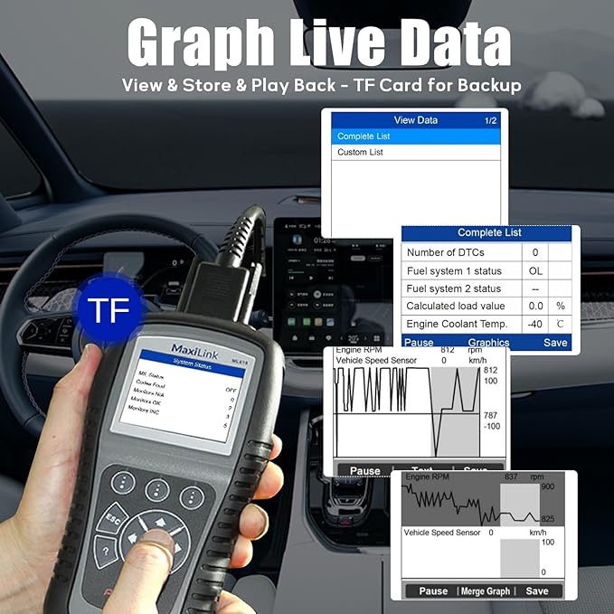 Autel MaxiLink ML619 OBD II Scanner - Same as AL619, ABS & SRS Diagnostic Tool for 1996+ Vehicles, Up of AL519 ML519, Code