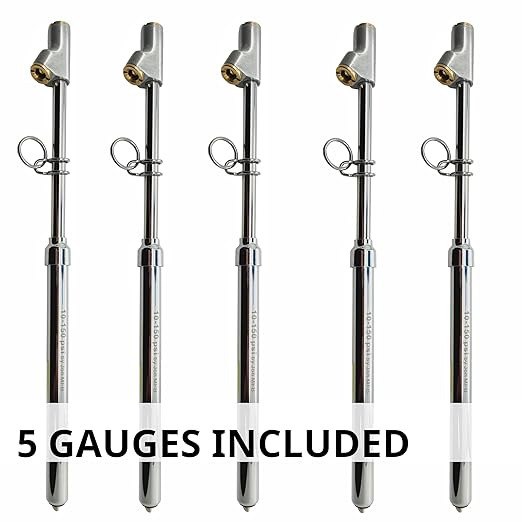 150 Psi Professional Semi Truck Tire Pressure Gauge and Dually Truck Air Gauges. for RV Tire Pressure, Cars, and Drivers with Bad Knees. Dual Head Chuck and Heavy Duty Design. 5 Gauges