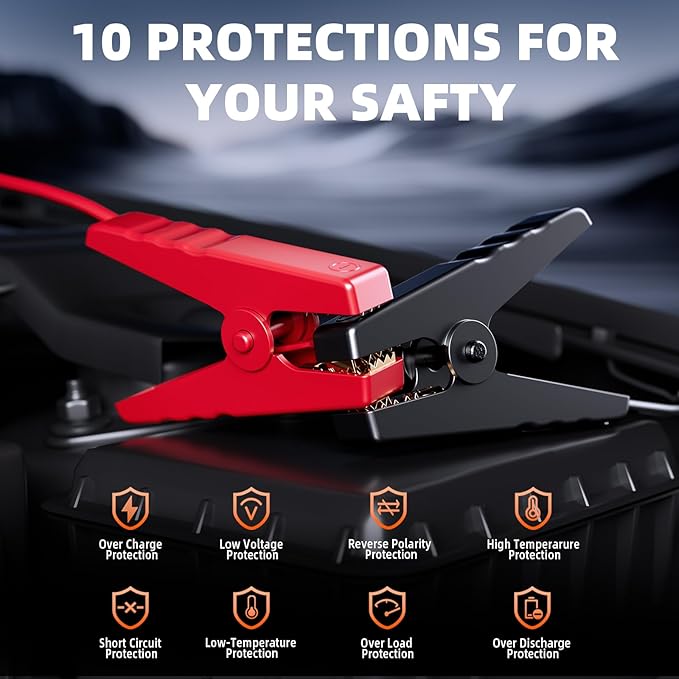 Jump Starter with Air Compressor, 5000A Battery Jumper Starter Portable (9L Gas/8L Diesel) with 160PSI Auto-Shutoff Tire