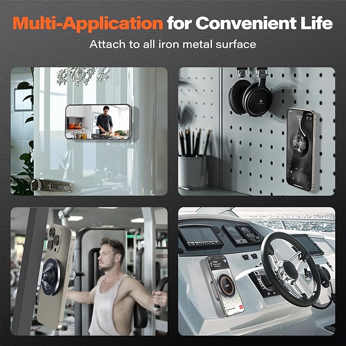 A2C All-Metal Gym Magnetic Phone Holder for MagSafe,High-End Workout Essentials for Men Women,[Dual N54 Magnet] Portable Phone Mount Gym Accessories Compatible with iPhone 17 16 15 14 13 12 (Gray)