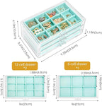 ProCase Earring Holder Organizer Jewelry Box with 3 Drawers, Acrylic Clear Earring Case with Adjustable Velvet Trays for Wome