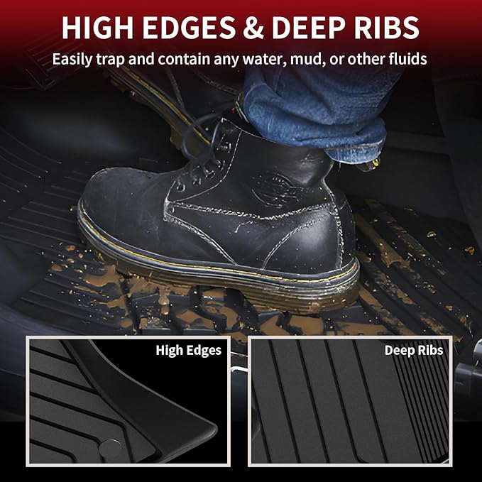 LASFIT Floor Mats for BMW X5 (F15) 2014-2018 / for BMW X6 (F16) 2015-2019, Custom Fit TPE All Weather Floor Liners 1st & 2nd Row Car Mat, Black