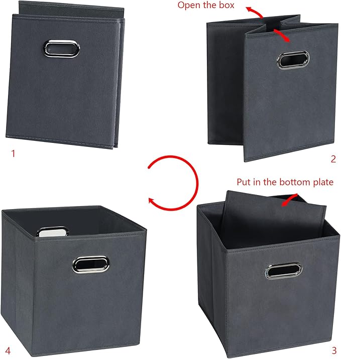 Fabric storage bins Cubes, Fabric Cube Organizer with Handle, Foldable Cube Bins for Cloth or Accessary Storage, 11x11x11, Se