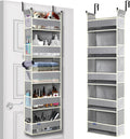 Over The Door Organizer 5-Shelves and 10 Side Pockets, Over The Door Storage for Bathroom Bedroom Nursery, Hanging Door Organ