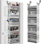 Over The Door Organizer 5-Shelves and 10 Side Pockets, Over The Door Storage for Bathroom Bedroom Nursery, Hanging Door Organ