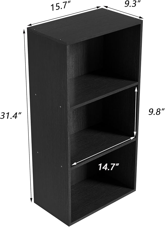 Wooden 3 Cube Storage Organizer, 3 Tier Low Bookcase Freestanding Storage Display Organizer,Versatile Cubes Shelf and Cubby U