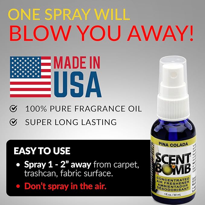 Scent Bomb Air Freshener Spray, Long-Lasting Odor Eliminator - Effective Deodorizer for Home & Car, Fresh Room Spray for Kitc