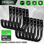 Heavy Duty Garage Storage Hooks, 12-piece Bike Hooks for Garage Wall, Utility Garage Hooks, Wall Mount J Hook for Hanging, La