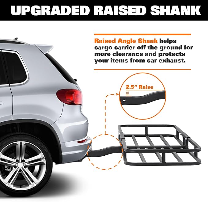 WEIZE 53" x 19" Hitch Mount Cargo Carrier Basket 500LB Capacity with Hitch Stabilizer, Waterproof Bag, Net & Straps, Fits 2" Receiver for Car SUV, Steel Construction