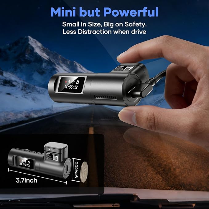AZDOME Dash Cam Front, 1296P HD Wireless Dash Camera,Dash Cam for Cars Built in WiFi Voice Controlled,Super Night Vision, 130