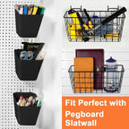 Pegboard Basket Organizers, Peg Board Large Baskets Hooks Bins Cups Tool Organizer 6 Pack Set, Wall Storage Display Hanging A