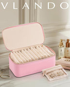 Vlando Jewelry Travel Case with 12 Velvet Jewelry Bags Travel Jewelry Orgainzer for Girls Jewelry Box for Necklace Rings Earr