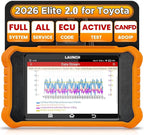 2026 LAUNCH Creader Elite V2.0 fit for Toyota Lexus Bi-Directional Scan Tool, Full System OBD2 Scanner, All Reset Service Code