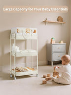Fortella Baby Diaper Caddy, 3 Tier Rolling Storage Cart for Baby Essentials, Diaper Cart with Detachable Dividers, Storage Or