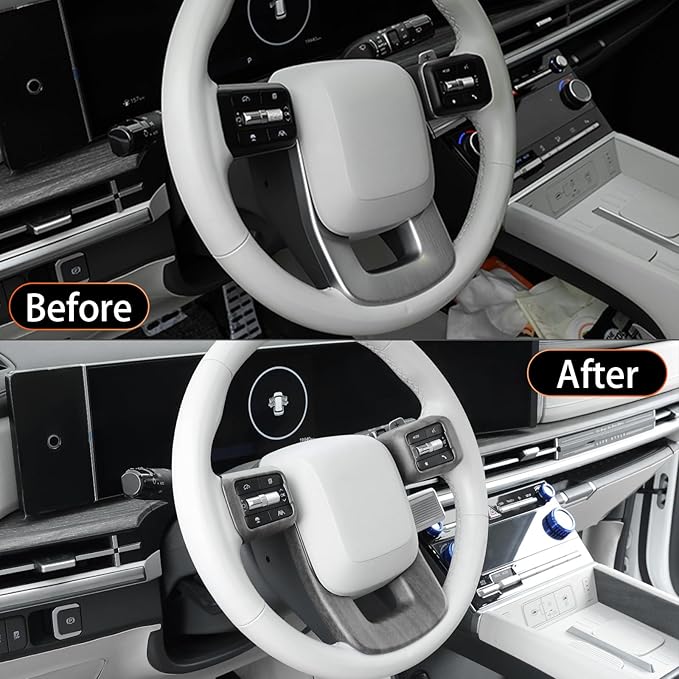 YOUTOOCAR Steering Wheel Cover Trim Compatible with Hyundai Santa Fe 2024-2026 Hyundai Palisade 2026 Hyundai IONIQ 9 Accessories (Wood Grain)