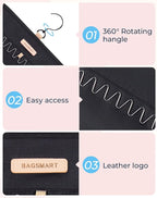 BAGSMART Hanging Necklaces Organizer Jewelry Holder Storage Roll with Hanger Metal Hooks Double-Sided Jewelry Organizer for N
