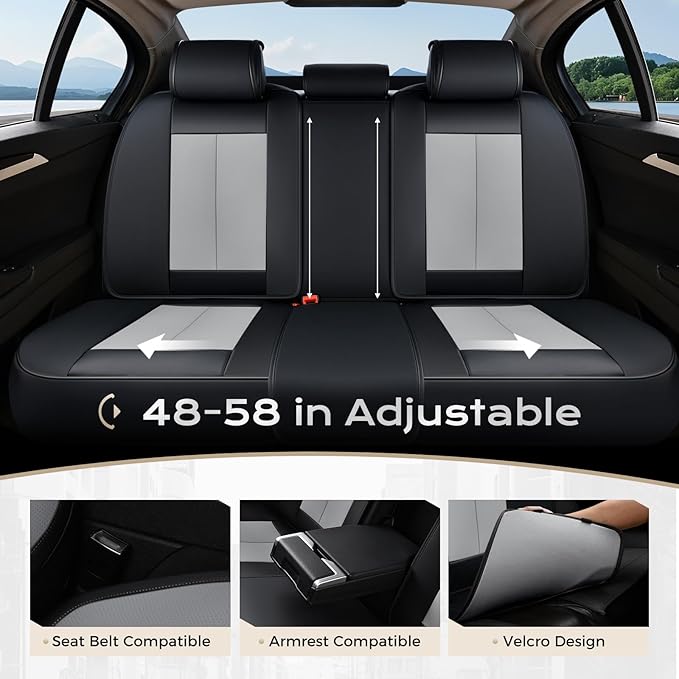 Coverado Seat Covers, Car Seat Covers Full Set, Leather Seat Covers for Cars, Car Seat Protector, Black Car Seat Covers Front
