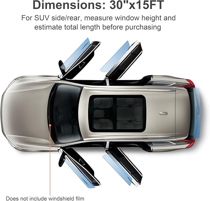 Window Tint Film for Cars Privacy Protection Automotive Film 70% VLT Nano Ceramic Car Winodw Tint Front Windshield Heat Glare UV IR Rays Block Scratch Resistance 30" X15ft