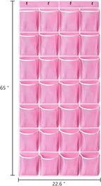 KEEPJOY 28 Pockets Hanging Shoe Organizer, Over the Door Shoe Organizer, Hanging Door Shoe Holder Rack with Mesh Pockets Larg