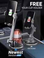 eSamcore Cup Holder Phone Holder, Unobstructed Cup Holder Phone Mount for Your Car Cupholder (2.5"-4") with Flexible C-Shaped