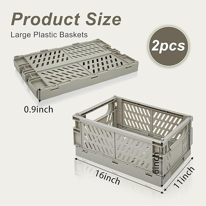 2 Pack Mini Foldable Small Plastic Baskets for Organizing and Storage，Collapsible Storage Crates,Mini Bins for Home Kitchen B