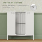 Iwell Pedestal Sink Storage Cabinet with 2 Doors and Shelf, Under Sink Cabinet, Bathroom Sink Cabinet with U-Shape, White