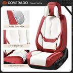 Coverado Seat Covers Full Set, 5 Seats Seat Covers for Cars, Waterproof Nappa Leather Car Seat Covers with Head Pillow, Seat 