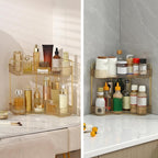 INVSSENE Corner Bathroom Countertop Organizer, Vanity Organizer Trays for Counter, Makeup Organizers, Perfume Tray, Skincare 