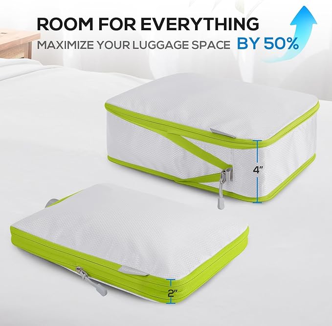 Compression Packing Cubes, 6 Set Packing Cubes for Travel Compression, Lightweight Compressible Package Organizer for Carry O