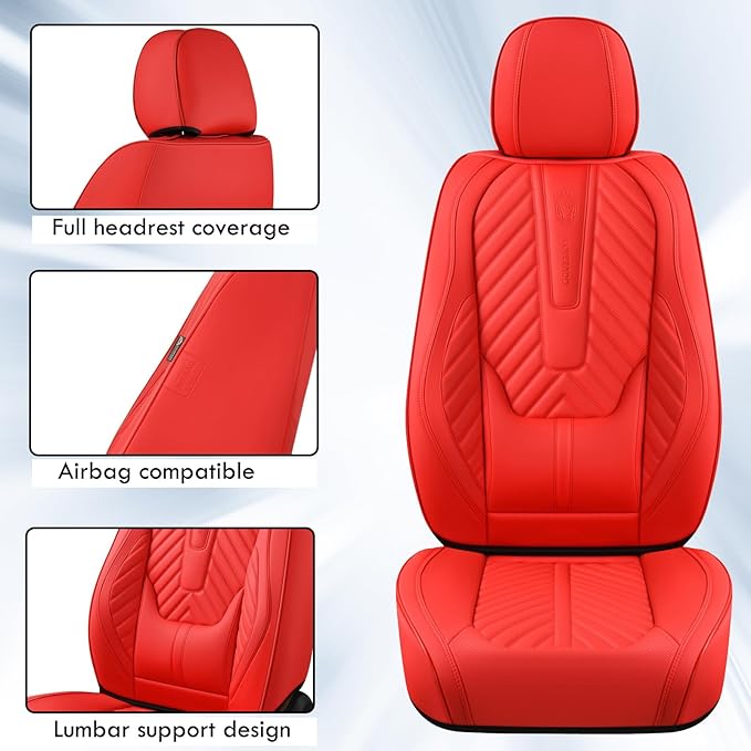 Coverado Car Seat Covers, Leatherette Seat Covers Full Set, Luxury Automotive Seat Covers Protector Cover Seat Universal Fit 