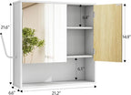 Bathroom Wall Cabinet With Mirror,wall mounted bathroom cabinet,Medicine Cabinet with 2 Door ,Side Hook,Light and Adjustable 