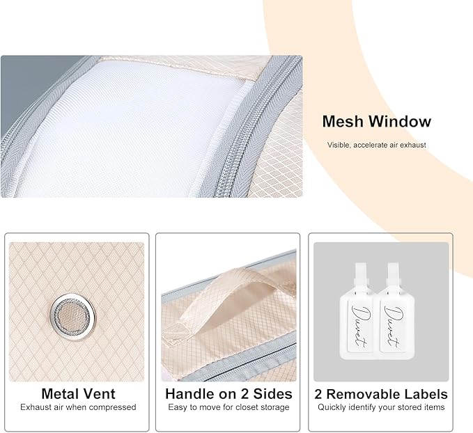 Comforter Storage Bag - Large Capacity Bedding Storage Bags Ultra Space Saving Self Compression Organizer, Washable Compressi
