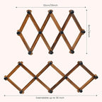 Accordion Wall Hanger, Wood Expandable Wall Mounted Hanger with 10 Hooks for Coats,Hats,Coffee Mug Ect,1 Pack Included,10 Peg