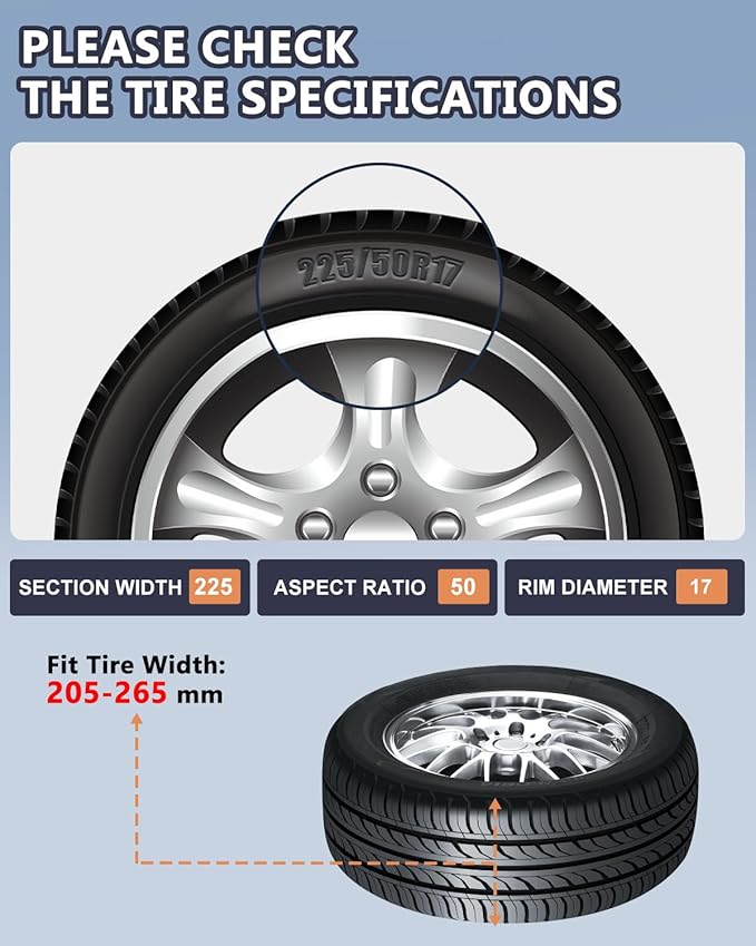 SCITOO Snow Chains for Car Pickup Trucks SUV,Universal Emergency Tire Traction Chain,Anti-Skid Thickening Tire Chains Width 2