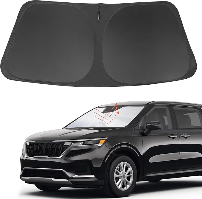 Front Windshield Sun Shade Foldable Car Front Window Sun Shade Windshield Shade Custom Fit for Kia Carnival 2022-2026 Block UV Rays Car Accessories Heat Keep Cooler