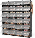 ROJASOP Shoe Storage Cabinet, 12-Tier Shoe Organizer 96 Pairs Extra Large Plastic Shoe Rack with Covers Portable Shoe Rack Or