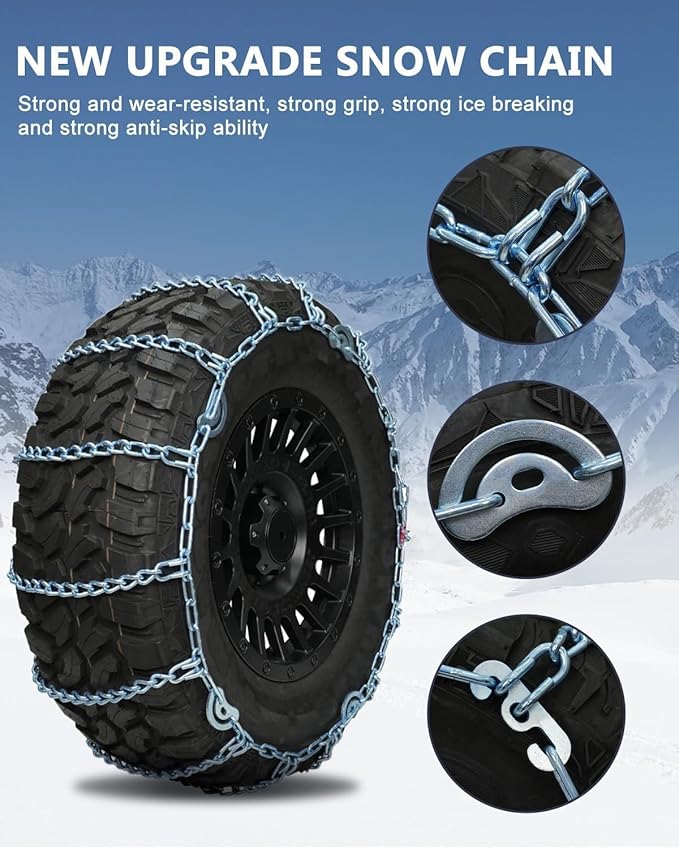 SCITOO Snow Chains for Car Pickup Trucks SUV,Quick Easy Installation Tire Traction Chain,Adjustable Universal Emergency Anti-